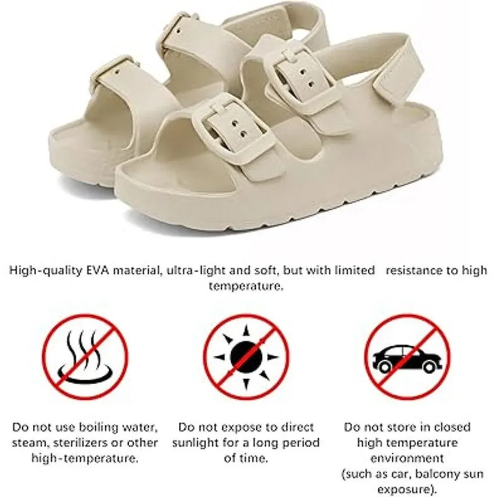 ChayChax Toddler Girls Size 9 Beige Sandals Double Buckle Open Toe Water Shoes